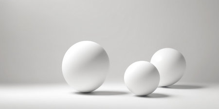 Abstract blank white ellipse sphere and egg shapes modern backgroundの素材