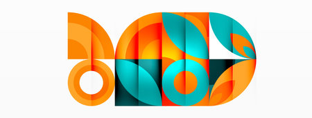 Circles and petals. Geometric beautiful abstract minimal template for Wallpaper, Banner, Background, Card, Book Illustration, landing pageのイラスト素材