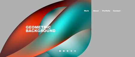 Web page design with geometric elements - circle and wave. Techno art concept. Vector Illustration...