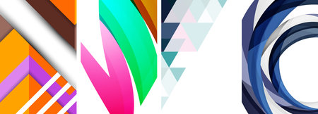 Sleek geometric abstract backgrounds composed of circles, lines, and triangles, exuding minimalist...