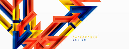Line zig zag dynamic geometric abstract background. Colorful lines with shadow and light effects, various routes concept. Vector Illustration For Wallpaper, Banner, Background, Cardのイラスト素材