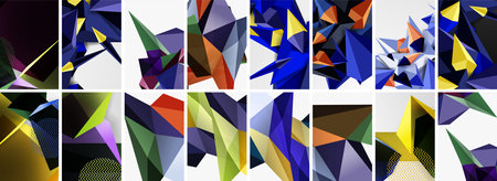 Set of low poly triangles poster geometric backgrounds. Vector Illustration For Wallpaper, Banner,...