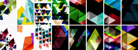Triangles and circles abstract shapes templates set
