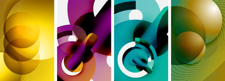 Circle geometric abstract vector posters. Vector Illustration For Wallpaper, Banner, Background,...