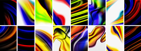 Collection of abstract background with waves, colorful shapes and 3d shadow effect. Vector...