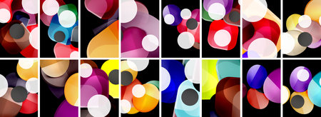 Set of trendy colorful circle geometric posters or abstract backgrounds. Vector Illustration For...