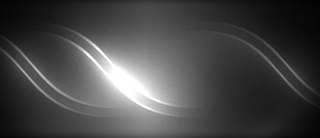 Neon glowing circle rays, light round lines in the dark, planet style neon wave lines. Energetic...