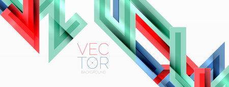Line zig zag dynamic geometric abstract background. Colorful lines with shadow and light effects, various routes concept. Vector Illustration For Wallpaper, Banner, Background, Cardのイラスト素材