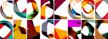 Collection of abstract background with waves, colorful shapes and 3d shadow effect. Vector...