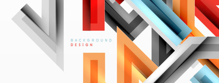 Line zig zag dynamic geometric abstract background. Colorful lines with shadow and light effects, various routes concept. Vector Illustration For Wallpaper, Banner, Background, Cardのイラスト素材