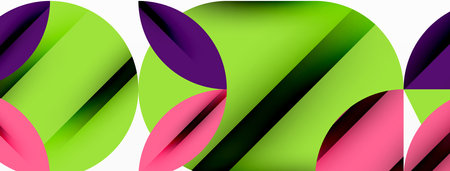 Circle, square and flower petal geometric background. Round shapes composition for wallpaper, banner, background or landingのイラスト素材