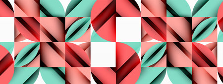 Circle, square and flower petal geometric background. Round shapes composition for wallpaper,...