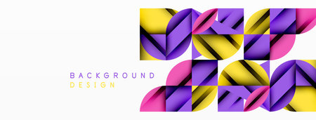 Circle, square and flower petal geometric background. Round shapes composition for wallpaper,...