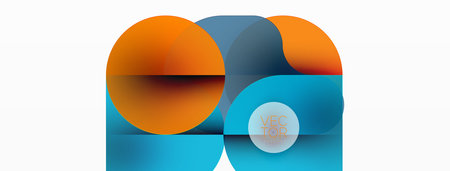 Circles and round shapes geometric minimal background. Transparent geometric shapes composition for...