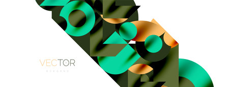 Circle pattern, round elements with lines and arrows composition for wallpaper, banner, background or landingのイラスト素材