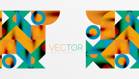 Colorful triangles circles square geometric design. Abstract background for wallpaper, banner, backdrop, card, book Illustration, landing pageのイラスト素材