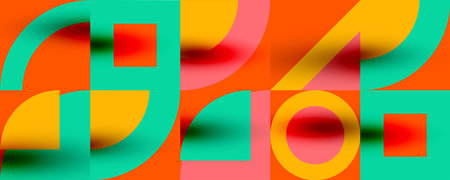 Neo memphis geometric pattern with circles, squares. Pop art abstract background for covers, banners, flyers and posters and other templatesのイラスト素材