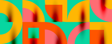 Neo memphis geometric pattern with circles, squares. Pop art abstract background for covers,...