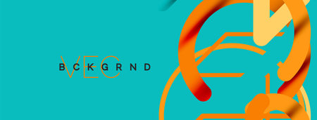 Abstract background. Circles and colorful round shape lines. Linear geometric minimal design