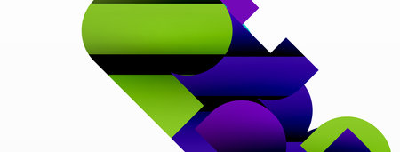 Abstract background. Colorful geometric curve shapes with black shadow lines effectsのイラスト素材