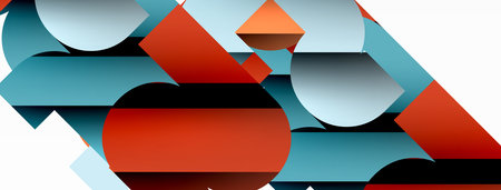 Abstract background. Colorful geometric curve shapes with black shadow lines effects