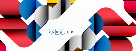 Colorful curve geometric shapes on whiteのイラスト素材