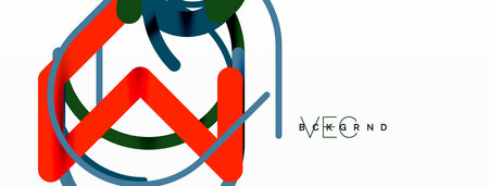 Abstract background. Circles and colorful round shape lines. Linear geometric minimal designのイラスト素材