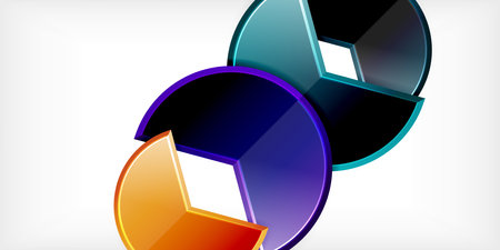Glass reflective geometric round shapes background. Vector Illustration For Wallpaper, Banner, Background, Card, Book Illustration, landing pageのイラスト素材
