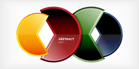Glass reflective geometric round shapes background. Vector Illustration For Wallpaper, Banner, Background, Card, Book Illustration, landing pageのイラスト素材