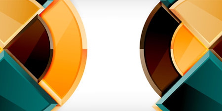 Abstract background - circles and round triangles with 3d effect. Vector Illustration For Wallpaper, Banner, Background, Card, Book Illustration, landing pageのイラスト素材