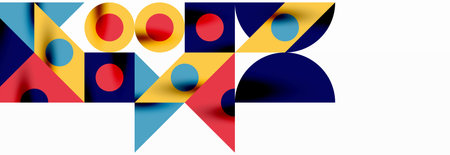 Trendy colorful circles, lines, arrows, triangles and other geometric shapes. Vector Illustration...