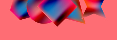 Neon color geometric shapes square triangle circle abstract background. Vector Illustration For...
