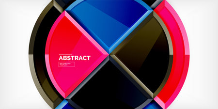 Abstract background - circles and round triangles with 3d effect. Vector Illustration For Wallpaper, Banner, Background, Card, Book Illustration, landing pageのイラスト素材