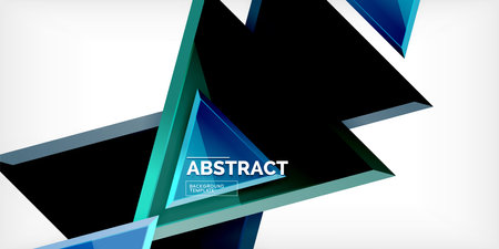 Abstract background - colorful triangles with 3d effect. Vector Illustration For Wallpaper, Banner, Background, Card, Book Illustration, landing pageのイラスト素材