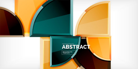 Abstract background - circles and round triangles with 3d effect. Vector Illustration For Wallpaper, Banner, Background, Card, Book Illustration, landing pageのイラスト素材