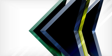 Arrows with 3d effect abstract background. Triangles on light grey backdropのイラスト素材