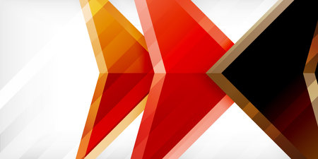 Arrows with 3d effect abstract background. Triangles on light grey backdropのイラスト素材