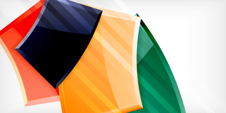 Round 3d shapes, plates background. Creative composition design templateのイラスト素材