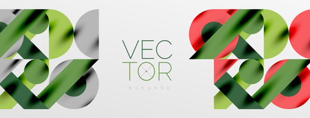 Circles and shadows. Colorful round elements with triangles, semi circles and other shapes. Vector Illustration For Wallpaper, Banner, Background, Card, Book Illustration, landing pageのイラスト素材