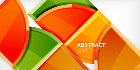 Abstract background - circles and round triangles with 3d effect. Vector Illustration For Wallpaper, Banner, Background, Card, Book Illustration, landing pageのイラスト素材