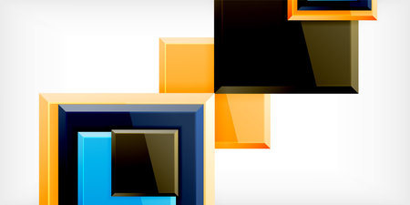 Colorful squares with reflections abstract background design. Vector Illustration For Wallpaper, Banner, Background, Card, Book Illustration, landing pageのイラスト素材