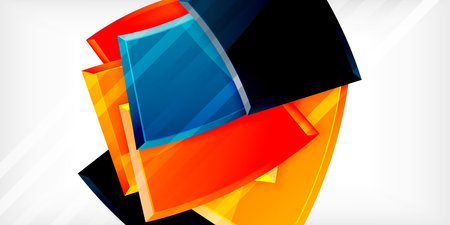 Round 3d shapes, plates background. Creative composition design templateのイラスト素材