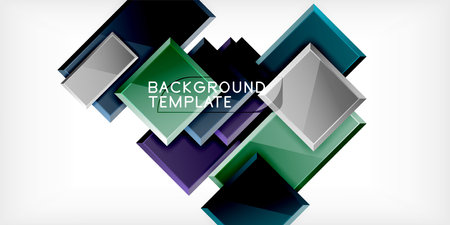 Glass toy style square shapes abstract design. Vector Illustration For Wallpaper, Banner, Background, Card, Book Illustration, landing pageのイラスト素材