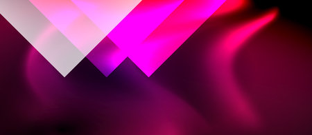 Glass squares with neon shiny light abstract background