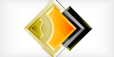 Square, arrow shapes with round elements Vector Illustration For Wallpaper, Banner, Background, Card, Book Illustration, landing pageのイラスト素材