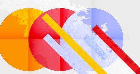 Grainy stain texture geometric abstract background with circles, squares and lines. Vector Illustration For Wallpaper, Banner, Background, Card, Book Illustration, landing pageのイラスト素材