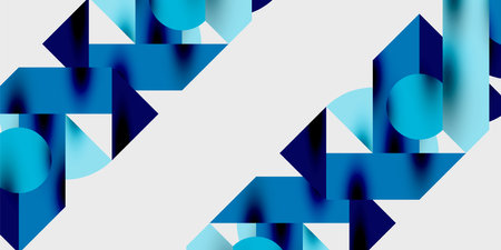 Detailed composition of circles, semicircles, and triangles with glossy effects and smooth gradients. A sleek and modern vector design for creative and tech-inspired projectsのイラスト素材