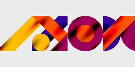 Detailed composition of circles, semicircles, and triangles with glossy effects and smooth gradients. A sleek and modern vector design for creative and tech-inspired projectsのイラスト素材