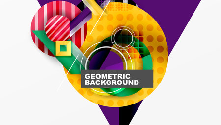 Complex geometric background with circles and trianglesのイラスト素材