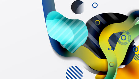 Abstract background - Lines circles and liquid shapesのイラスト素材